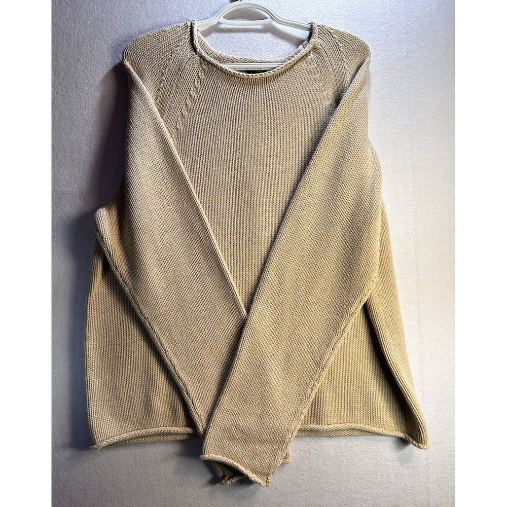 J.CREW Mercantile Beige Crewneck Raglan 100% Cotton Knit Pullover Sweater 2X